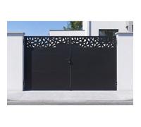 Casanoov portail battant acier 3m nali ruivo h.180cm noir + portillon h.180cm noir