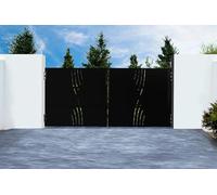 Casanoov Portail battant acier 3m NALI VELETA H.140cm noir mat + Portillon H.140cm noir