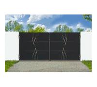 Casanoov portail battant acier 3m nali veleta h.140cm noir + portillon h.140cm noir