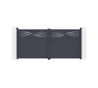 Casanoov Portail battant ajustable en largeur 3,4m HALTI H.160cm alu gris