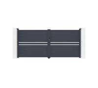 Casanoov Portail battant ajustable en largeur 3,5m CIMONE H.160cm alu gris