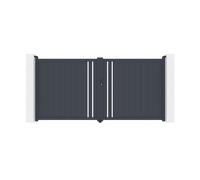 Casanoov Portail battant ajustable en largeur 3,5m GIONA H.180cm alu gris