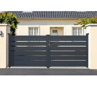 Casanoov Portail battant ajustable en largeur 3,5m VOGEL H.120cm alu gris