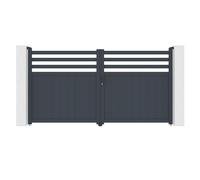 Casanoov Portail battant ajustable en largeur 3m NEVIS H.160cm alu gris