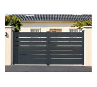 Casanoov portail battant ajustable en largeur 3m vogel h. 140cm alu gris