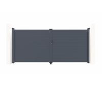 Casanoov Portail battant ajustable en largeur 4m EIGER H.180cm alu gris