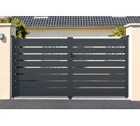 Casanoov Portail battant ajustable en largeur 4m VOGEL H.160cm alu gris