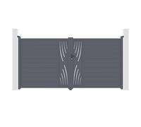 Casanoov - Portail Battant Aluminium VELETA - 350 x 176 cm - 3,5 m x 1,76 m - 6,16 m² - Gris Anthracite RAL 7016 - Motif Nature - Deux Vantaux - Résistance Vent 55 km/h - Kit Complet Serrure Barillet