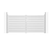 CASANOOV Portail Battant Aluminium VOGEL 3m H140cm Blanc - Jardin Ajouré Double Vantaux Aluminium - Résistant Vent Anticorrosion - Portail Extérieur Élégant Kit Complet