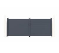 Casanoov Portail Battant EIGER 4 m 392 cm x 161 cm 6,3 m² Aluminium Gris Anthracite RAL 7016 Plein Sécurisé Intimité Jardin Extérieur Motorisable Résistant Corrosion Gonds Renforcés Inclus