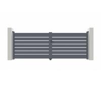 Casanoov Portail Battant Extérieur VOGEL 4 m x 140 cm - Aluminium Gris Anthracite Semi-Ajouré - Kit Complet avec Serrure et Clés