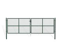 Casanoov Portail Battant OLGA 4 m 400 cm x 130 cm 5,2 m² Acier Galvanisé Vert RAL 6005 Grillagé Sécurisé Jardin Extérieur Résistant Corrosion Maille 50x50 mm Fil 4 mm Thermolaqué Inclus