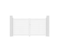 CASANOOV Portail Battant VOGEL 3 m + Portillon 1 m 300 cm 3 m 4,8 m² Aluminium Blanc Ajouré Moderne Sécurisé Résistant Extérieur Jardin Motorisable Lames Thermolaquées Vent 60 km/h Structure Renforcée