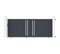 Casanoov Portail coulissant 3,5m GIONA H.140cm alu gris + 2 poteaux 20x20cm H.166cm