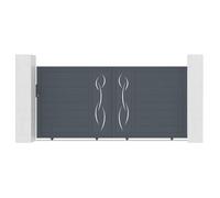 Casanoov Portail coulissant 3,5m LIFE H.140cm + 2 poteaux H.166cm aluminium gris