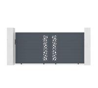 Casanoov Portail coulissant 3,5m SUNNY H.160cm + Portillon 1m SUNNY H.160cm aluminium gri