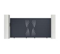 Casanoov Portail coulissant 3,5m VELETA H.140cm aluminium gris