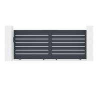 Casanoov Portail coulissant 3,5m VOGEL H.140cm alu gris + 2 poteaux 20x20cm H.166cm