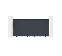 Casanoov Portail coulissant 3m EIGER H.140cm + 2 poteaux H.166cm aluminium gris