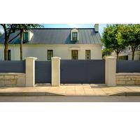 Casanoov Portail coulissant 3m EIGER H.140cm + Portillon 1m EIGER H.140cm aluminium gris