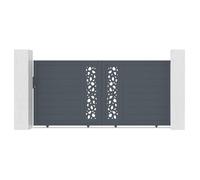 Casanoov Portail coulissant 3m SUNNY H.140cm alu gris + 2 poteaux 20x20cm H.166cm