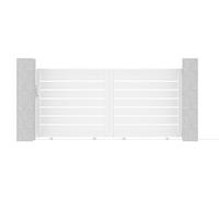 Casanoov Portail coulissant 3m VOGEL H.140cm + 2 poteaux H.190cm aluminium blanc