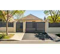 Casanoov Portail coulissant 3m VOGEL H.140cm + Portillon 1m VOGEL H.140cm aluminium gris