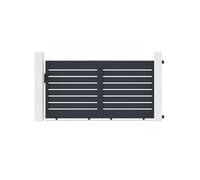 Casanoov Portail coulissant 3m VOGEL H.160cm + Portillon 1m VOGEL H.160cm aluminium gris