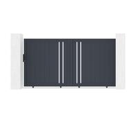 Casanoov Portail coulissant 3x1,6m GIONA + Portillon GIONA H.1,6m gris