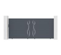 Casanoov Portail coulissant 4m LIFE H.180cm + Portillon 1m LIFE H.180cm aluminium gris