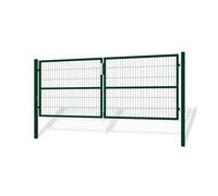 Casanoov Portail de Jardin Grillage Rigide RAZO - 300×120 Cm - Vert RAL 6005 - Battant 2 Vantaux - Acier Galvanisé - Poteaux 60×60 - Mailles 50×200 - Résistant Intempéries Anti-Corrosion - Kit Complet