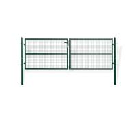 Casanoov Portail Grillagé Battant 2 Vantaux 300 x 100 cm Acier Galvanisé Vert RAL 6005 Maille 50 x 50 mm Fil 4 mm Structure Renforcée Idéal Jardin et Terrain Résidentiel