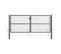 Casanoov Portail Grillage OLGA 3x1,3 m Gris Anthracite - Portail Battant 2 Vantaux avec Poteaux Inclus - Acier Galvanisé - Résistant Intempéries Anti-Corrosion - Kit Complet 285x125 cm