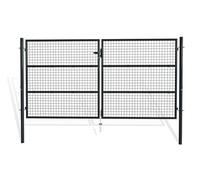 Casanoov Portail Grillage OLGA 3x1,5 m Gris Anthracite - Portail Battant 2 Vantaux avec Poteaux Inclus - Acier Galvanisé - Résistant Intempéries Anti-Corrosion - Kit Complet 285x150 cm