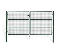 Casanoov Portail Grillage OLGA 3x1,5 m Vert Mousse - Portail Battant 2 Vantaux avec Poteaux Inclus - Acier Galvanisé - Résistant Intempéries et Anti-Corrosion - Kit Complet 285x150 cm