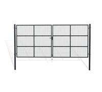 Casanoov Portail Grillage OLGA 4x1,8 m Aluminium Gris Anthracite - Double Battant avec Poteaux Inclus - Acier Galvanisé - Résistant Intempéries et Corrosion - Kit Complet Montage Facile 385x175 cm
