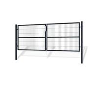 Casanoov Portail Grillage RAZO 3x1,2 m Gris Anthracite - Portail Battant 2 Vantaux avec Poteaux Inclus - Acier Galvanisé Robuste - Sécurisé, Durable et Anti-Corrosion - Kit Complet 285x120 cm