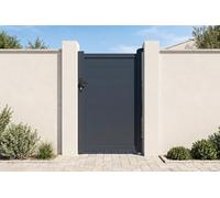Casanoov Portillon 1m EIGER H.160cm + 2 poteaux en aluminium gris ELDA