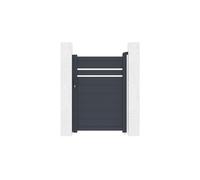 Casanoov Portillon Aluminium CIMONE 1m x 140cm Gris Anthracite RAL 7016 - Portillon Jardin Design Moderne 2 Bandes Ajourées - Serrure Barillet Poignée Incluses - Résistant Vent 55 km/h