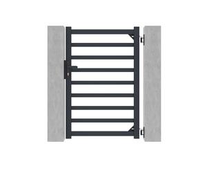 Casanoov Portillon ANTELAO 1x1,40m Aluminium Gris Anthracite - Design Barreaudé Ajouré Moderne - Résistant Inoxydable Anti-Corrosion - Montage Facile Clôture Jardin Sécurisée Intempéries 93x142cm