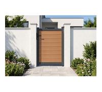Casanoov portillon bois composite plein 1m athos h.140cm teck avec cadre aluminium