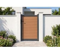 Casanoov portillon bois composite plein 1m athos h.160cm teck avec cadre aluminium