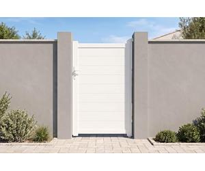 Casanoov Portillon EIGER 1x1,60m Aluminium Blanc - Design Plein Élégant et Moderne - Robuste Inoxydable Résistant Intempéries - Montage Facile Clôture Jardin Sécurisée Intimité Extérieur 100x161cm