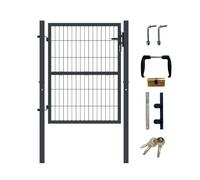Casanoov Portillon Grillagé RAZO 1 m x H.120 cm - Acier Galvanisé Thermolaqué - Gris Anthracite RAL 7016 - Mailles 50 x 200 mm - Poteaux 60 x 60 mm - Serrure - Ouverture Réversible - Kit