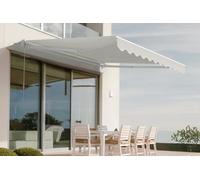 CASANOOV Store Banne Monobloc Vecchio Store Extérieur 295x250 cm 3x2,5 m 7,5 m² Aluminium Blanc Toile Beige Terrasse Jardin Manuel Rétractable Fixation Plafond UV50+ 320 g/m² Inclinaison 30-100°
