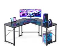 Casaottima Bureau de jeu en forme de L de 130 cm, table d'ordinateur d'angle compacte, station de travail d'écriture pour petits espaces, bureau à domicile et configuration en streaming, assemblage