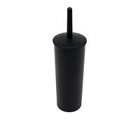 Casaphoria Brosse WC compacte autoportante en plastique et support pour le rangement et l'organisation de la salle de bain - Économie d'espace, robuste, nettoyage en profondeur, brosse couverte - Noir