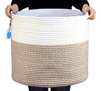 Casaphoria Grands paniers de rangement en corde de coton pour organiser avec poignées intégrées, grand panier à linge tissé, panier de rangement rond tissé pour oreillers, serviettes