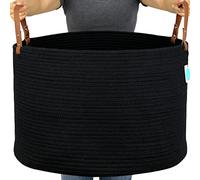 Casaphoria Panier XXL en corde noire | Panier de rangement pour couvertures de salon et de linge | Panier extra large | Panier pour tapis de yoga 50,8 x 33 cm (1 pièce)