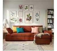 CASAPY ALYA Taille M. Canapé d'angle convertible Orange TERRACOTTA (velours côtelé ) - L.255 x H.69,5 x P.148 cm - Réversible -